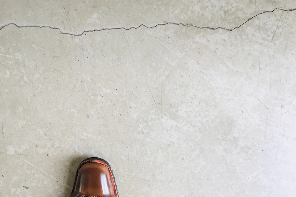 A crack running across a subfloor