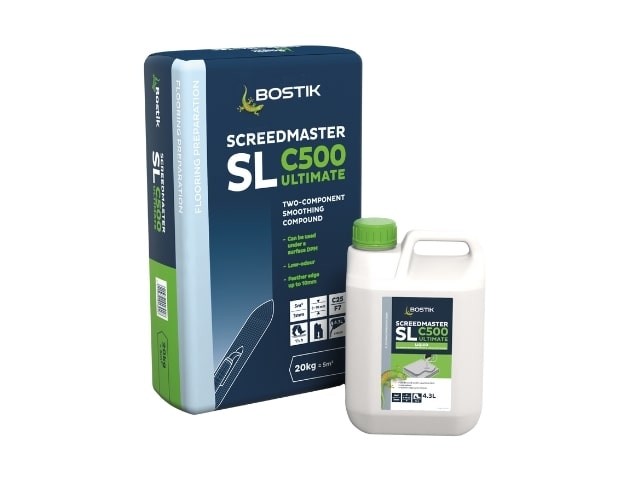 A polyjerry and a bag of Bostik SL C500 ULTIMATE smoothing compound