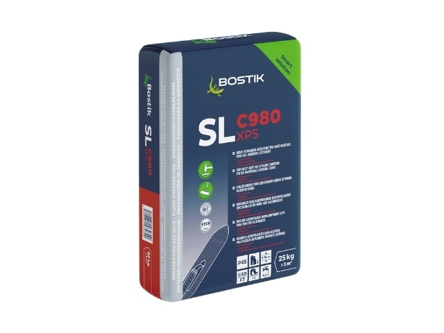 A bag of Bostik SL C980 XPS smoothing compound