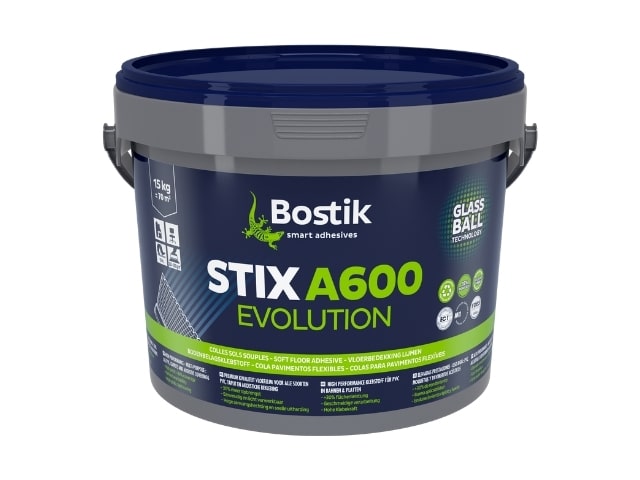 A PCR bucket of Bostik STIX A600 EVOLUTION floor adhesive