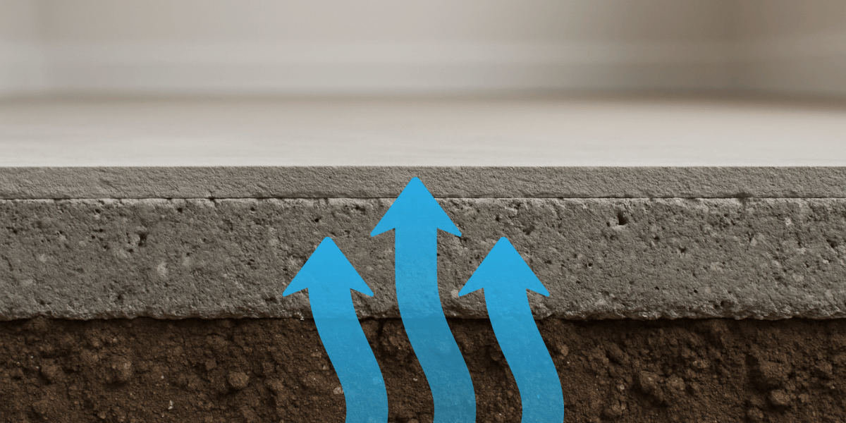 Image of moisture rising from floor surface